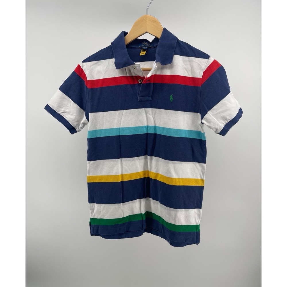 Polo Ralph Lauren Multicolored Stripped Short Sleeve Shirt Boys Large 14-16‎